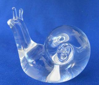 Steuben Glass Clear Snail Figurine Paperweight Hand Cooler 7984 George Thompson