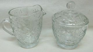 Vintage Princess House Glass " Fantasia " Sugar Bowl & Creamer Pitcher 4 "