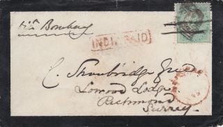 1866 Qv India 4 Anna Rate Mourning Cover To London,  Type 4 Numeral 6 Cancel