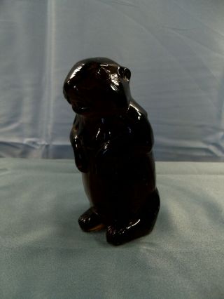 Imperial Dark Amber Glass Groundhog Figurine
