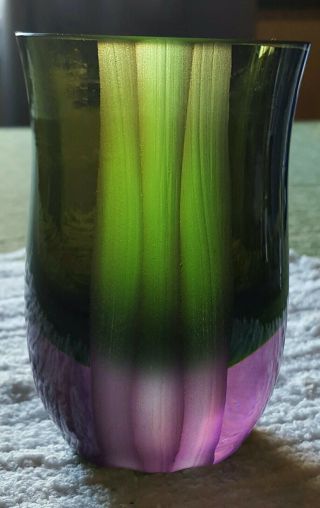 Villeroy & Boch Art Glass Germany Jewels Purple/green Vase 5 " Tall Gorgeous