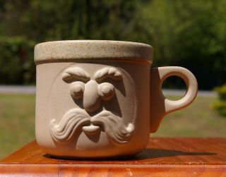 Ff Fitz & Floyd Pottery Face Mustache Saver Coffee Mug 3 1/4 " Tall