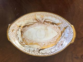 Antique Early 19th Century Coalport Porcelain Oval Tea Pot Stand White & Gold