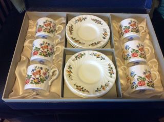 Aynsley Cottage Garden Demi Tasse Cups And Saucers,  6 In Presentation Box,