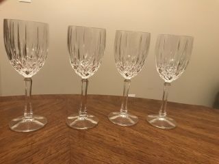 4 Vintage Crystal - Cut Wine Glasses Stemware 8” Tall