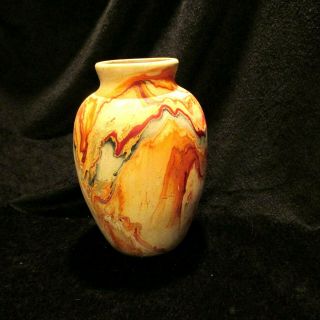 Vintage Nemadji Clay Pottery Swirl Vase 7 "