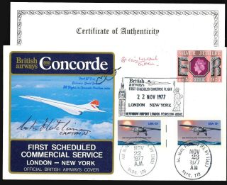 22.  11.  77 Ba Concorde Cpt Walpole & Hutchinson Signed Cover_london - Ny & Rtn_ 1/1