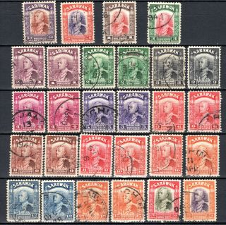 Malaya Straits Settlements Sarawak 1934 Selection To $3 Use Stamps Pmk Interes