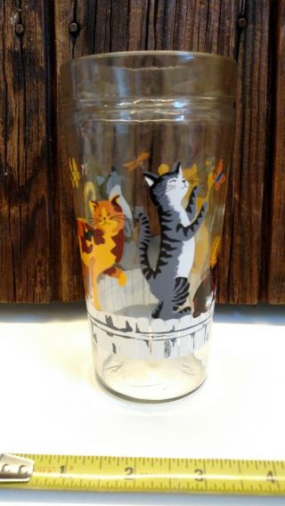 VTG CATS ANCHOR HOCKING JELLY JAR GLASS DANCING CATS BUTTERFLIES DRAGONFLIES 3