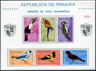 Panama C338a Perf & Imperf Sheets,  Mnh.  Song Birds,  1965.  Toucan,  Macaw,  Woodpecker,