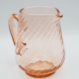 Vintage Estate Pink Depression Glass Swirl Pattern Water Pitcher 7.  75 Inch 2