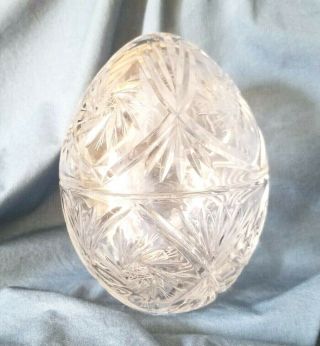 Cut Crystal Egg Candy Dish Holiday Craft Activity Decoration Pinwheel Pattern