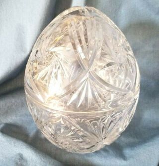 Cut Crystal Egg Candy Dish Holiday Craft Activity Decoration Pinwheel Pattern 2