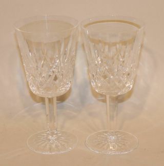 2 Waterford Irish Crystal Lismore 6 - 7/8 Inch Water Goblets Glasses Stems