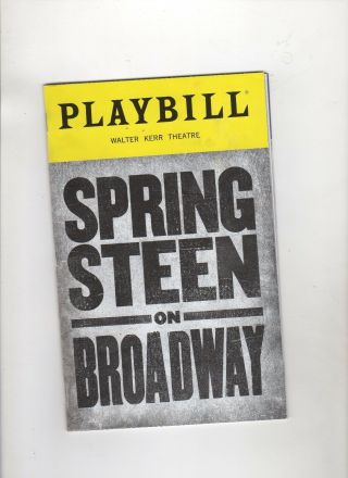 Bruce Springsteen Playbill Springsteen On Broadway 2018