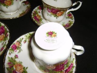 4 ROYAL ALBERT Old Country Roses 3 1/2 Inch Cups and 5 1/2 Inch Saucers 2