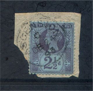 Ascension Gb In – Qv 2½d Purple Tied To Piece