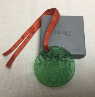 Lalique Limited Edition Emerald Green Mistletoe Christmas Ornament W/ Box