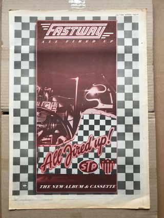 Fastway All Fired Up Poster Sized Music Press Advert From 1984 - Printe