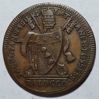 Papal States,  Baiocco,  1801,  Very Fine,  Pope Pius Vii,  Copper