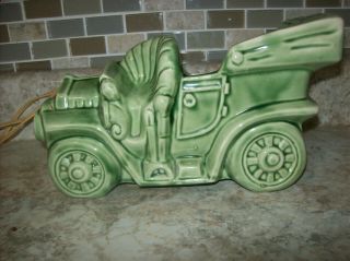 Vintage Mccoy Pottery Car Lamp And Planter Green Bulb Switch Cord