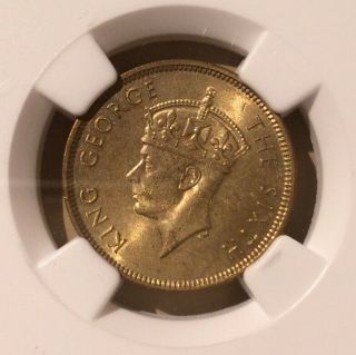 1949 Hong Kong 10 Cents Ngc Ms 64 - Only 5 In Higher Grades