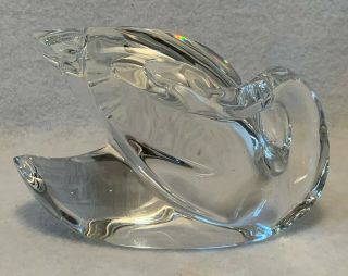 Vintage Baccarat Giftware Crystal Figurine - Swan With Folded Wings - 4.  5 " Long