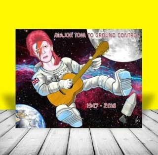 David Bowie Space Oddity Poster Art Artist Signed,  Ziggy Stardust,  Starman,  Fame