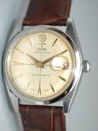 Vintage Rolex Tudor Big Rose Oyster Date 34mm Watch Ref.  7962 Cir.  1965 Ex.