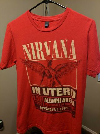 Nirvana In Utero Live In Concerst Aluni Arena Buffalo 1993 T Shirt Size Small