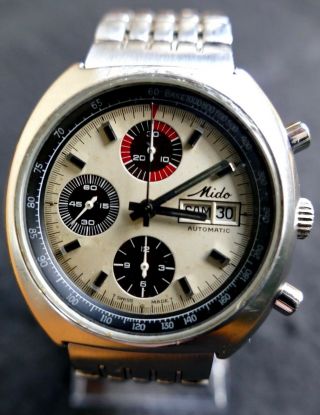 Vintage Mido Automatic Chronograph Watch Uhr Reloj Montre Orologio