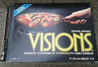 Vintage 1984 Corning Ware Visions V9 9 " Skillet Rangetop Or Microwave