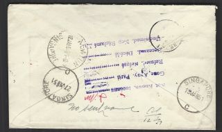 Brunei 1951 return to sender cover with Singapore Dead letter & Newtown cancels 2