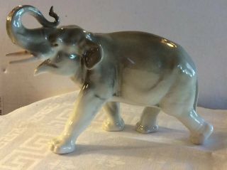 Lomonosov Lg.  Porcelain Elephant Figurine 5 1/2” X 8” Russia Ussr