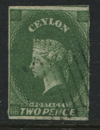Ceylon Qv 1857 2d Deep Green