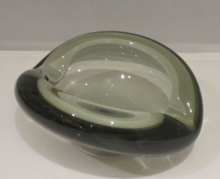 Per Lutken For Holmegaard Akva Smokey Grey Glass Ashtray / Bowl 1960