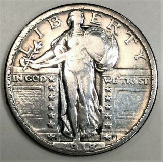 1918 - D Standing Liberty Quarter Coin Rare Date