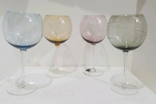 Mikasa Crystal Cheers Autumn Colors 9 1/4 " Balloon Wine Goblets Set Of 4