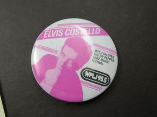 Elvis Costello Concert Button - Nyc 1982 Dr.  Pepper Music Festival Wplj