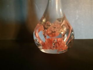 MURANO ART GLASS BUD VASE/ CONTROLLED BUBBLES/PINK SUSPENDED SPLATTER/GOOD COND 3