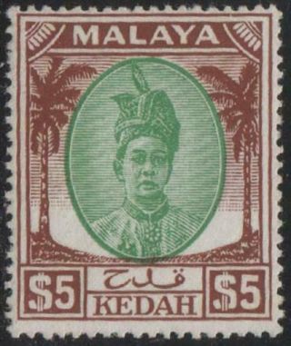 Malaya Kedah Kgvi 1950 Issue $5 High Value Scott 81 Sg90 Lightly Hinged