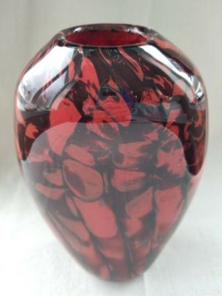 Italian Glass Blown Vase Splatter Mottled Glass Concave Collectible Decorative