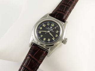 Rare Vintage Rolex Oyster Viceroy Ref 2765 Year 1936 Military Black Dial