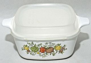 Corning Ware Spice Of Life 2 3/4 Cup Petite Pan Dish W/ Plastic Lid,  P43b