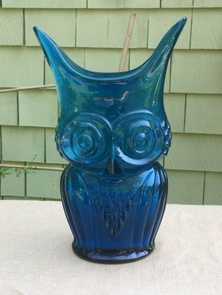 Vintage Blown Glass Owl Vase Viking