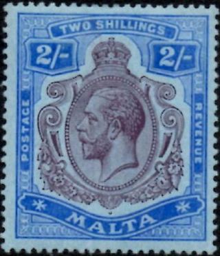 Malta 1914 George V 2/ - Purple & Bright Blue/blue Sg.  86 (hinged)