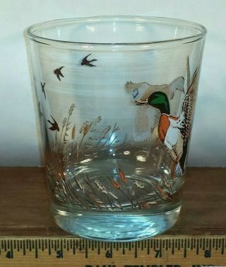 Vintage Libbey Glass Mallard Duck Whiskey Low Ball Cocktail Drink Glass Set of 6 3