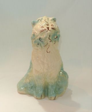 Vintage Modglins California Pottery Cat Figurine Blue 7 1/4 Inches