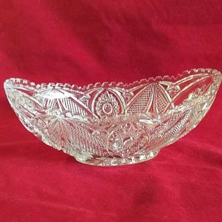 Waterford Crystal Oval Bowl Clear Cut Glass Boat Shaped Bowl 12 " Fruit Dish