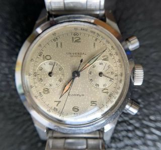 Universal Geneve Compur Chronograph Stainless Watch Swiss 22409 2